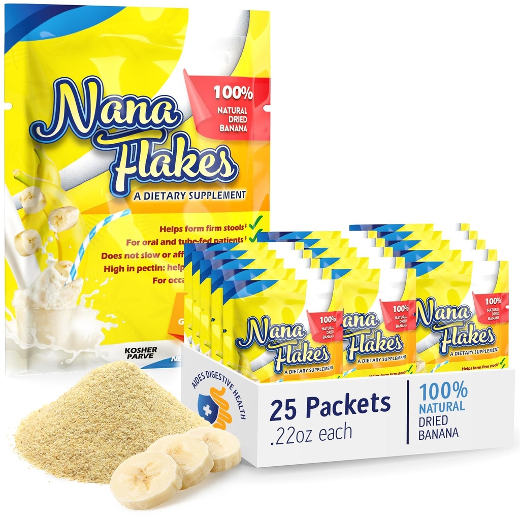Nana Kosmiči 100% Pure Banana Kosmiči Medical Food Powder - zmanjšanje vnosa maščob in naravna Remedy za drisko in srce opekline - Great vir beljakovin in fiber (25 eno-srečnih paketov)