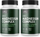 BioSchwartz Magnezij Complex Supplement (2 paket) 350mg Magnezij Glicinat Citrat Malate in Taurat Per Serving za zdrave živcev mišice Srčni spanec podpora (Vegan, Gluten-free, Non-GMO)