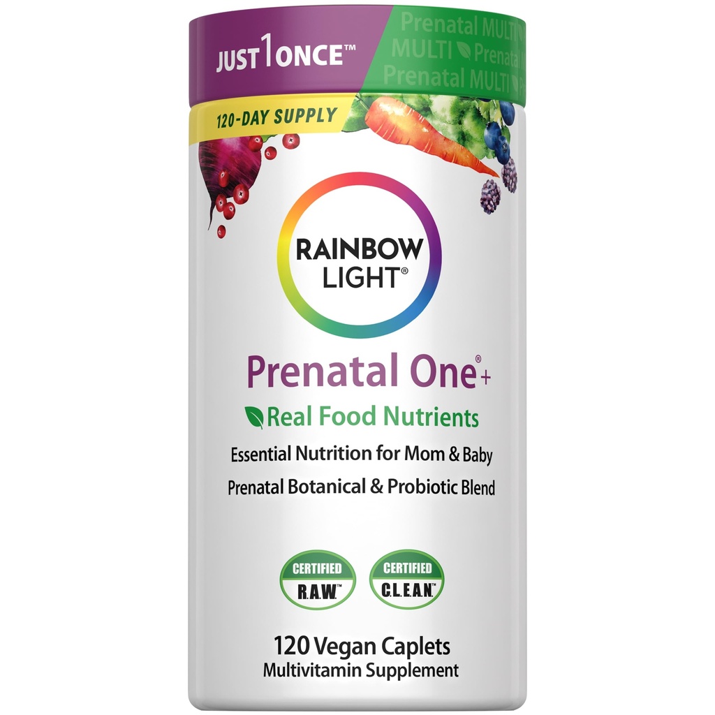 Mavrična svetlobna visokopoteznost predporodni en multivitaminski, prenatalno zdravje multivitaminski podpira mamino zdravje in otrokov razvoj, z vitaminom C, Veganom, 120 Count