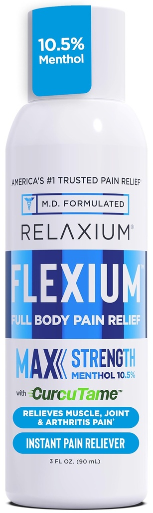 Relaxium Flexium Instant Spray za bolečino, Max Jakost z 10,5% Mentol & CurcuKame, Podpira mišice, sklepov in artritisa lajšanje bolečine, 3 FL oz. (90 ml)