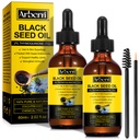 2 Pack Black Seed Oil organsko hladno stisnjeno,100% Pure & Natural Liquid Black Semed Oil hladno tiskana steklena steklenica 60ML za nego kože, Hranila in hidrati las
