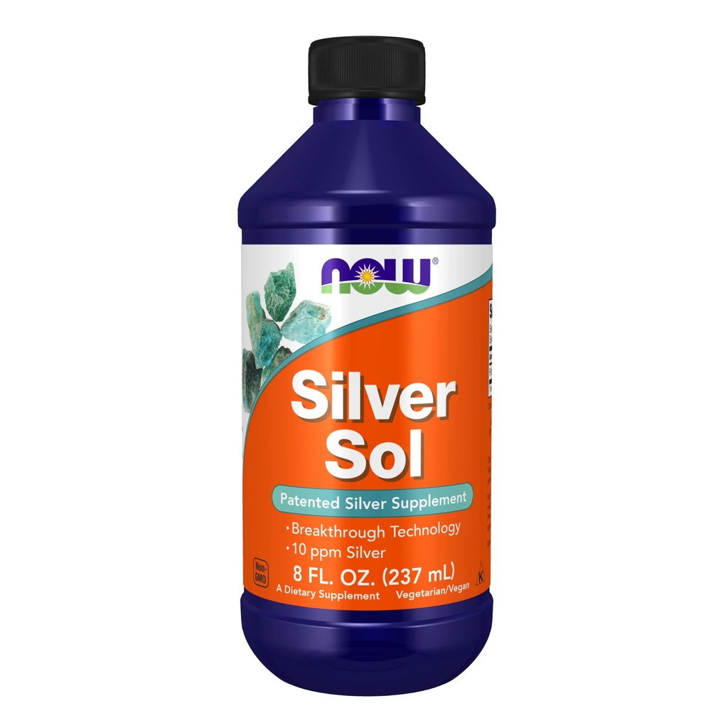 Zdaj prehranska dopolnila, srebro Sol 10 PPM z elementarno srebro in deionizirano vodo, tekoče, 8-Ounce