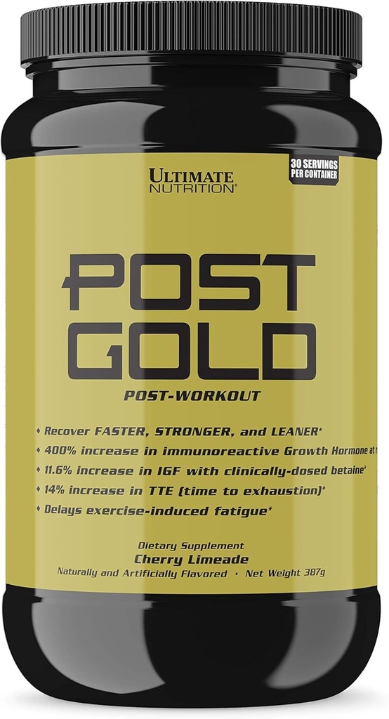 Ultimate Nutrition Post Gold Post-Workout Powder, Muscle Recovery Drink z BCAA, Beta Alanine, Betaine, GABA, Glutamin, 1,07 funti, Cherry Limeade
