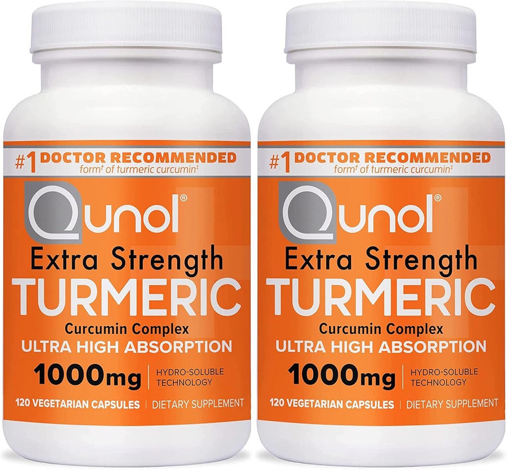 Qunol Kurkumin Kapsule, 1000 mg Dodatna moč, Patented Hydro-Soluble Tehnologija, Alternative za kurkumin s črno papriko, 240 Veggie Kapsule