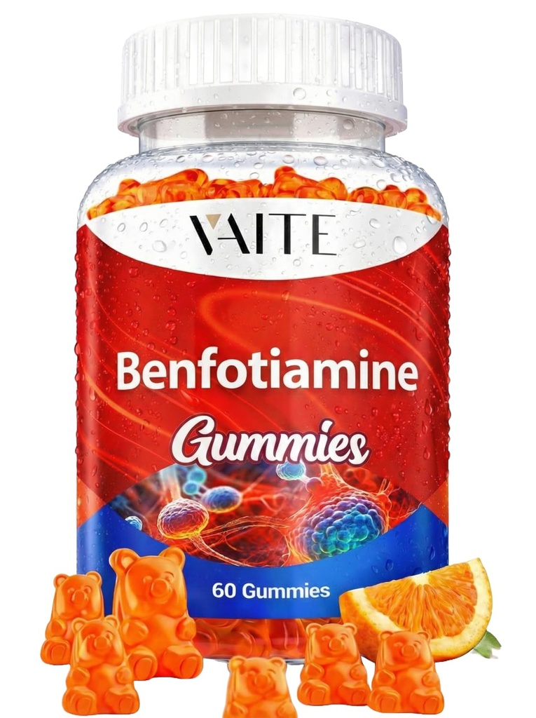 Benfotiamin 320mg Gumiji s 45 mg L-levcin dopolnilo: Essential Vitamin B1 kompleks za moške in ženske, Non-GMO, Vegan & Gluten-free - podpira Presnova, Energija in živčevje