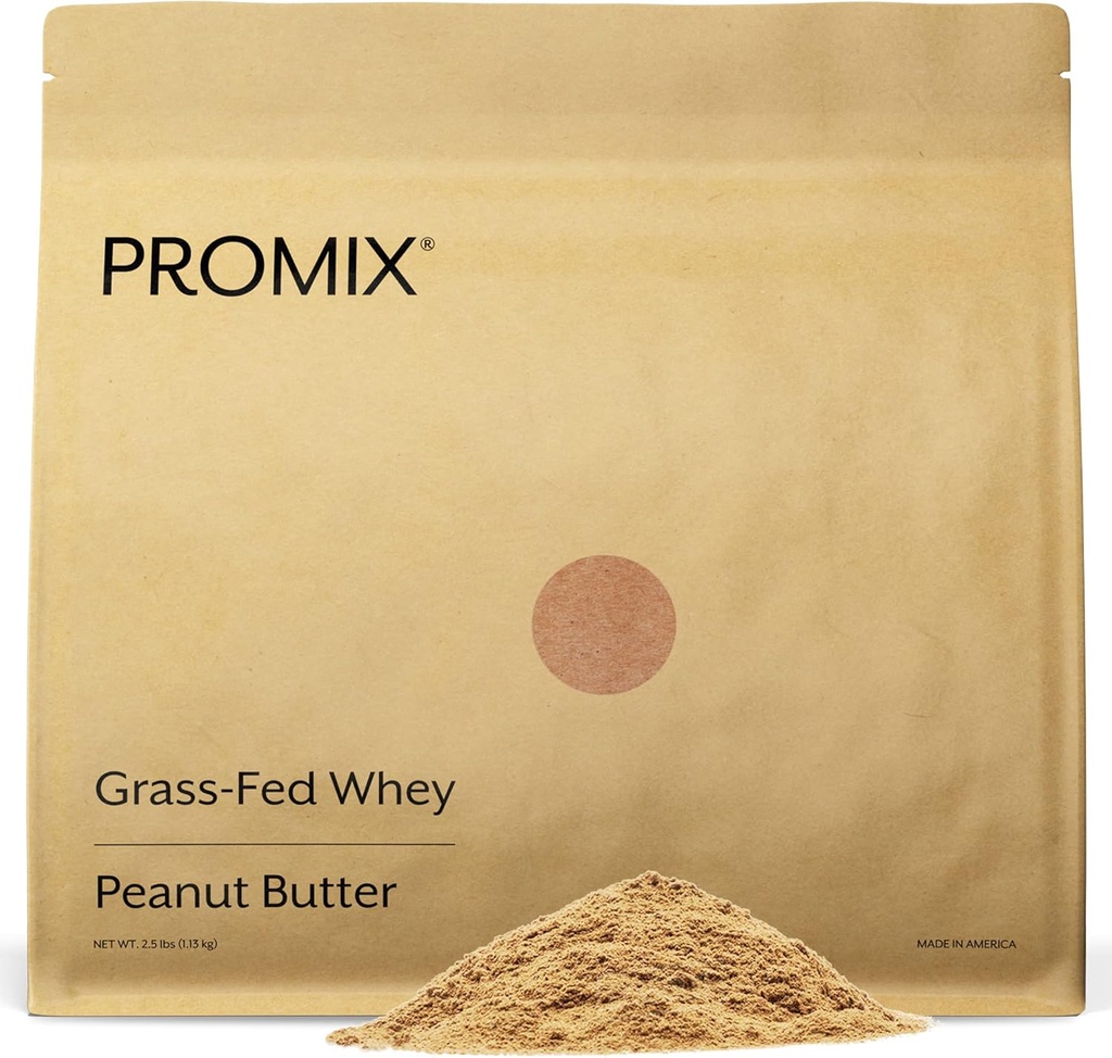 ProMix Nutrition Whey Protein Powder, Peanut Butter - Grass-Fed - ‐Post Workout Fitness & Nutrition Shakes, Smoothies, Pekanje in kuhanje Recepti - Gluten-free & Keto-Prijateljski - 2.5 Pound (paket z 1)