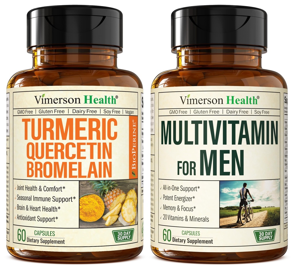 Quercetin z bromelainom in kurkuminom in popolnim multivitaminom za moške