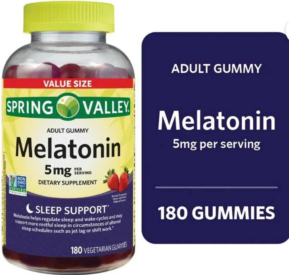 Soring Valley Melatonin Gummies, Non GSO, Jagodna aroma, 5 mg, 180 Število