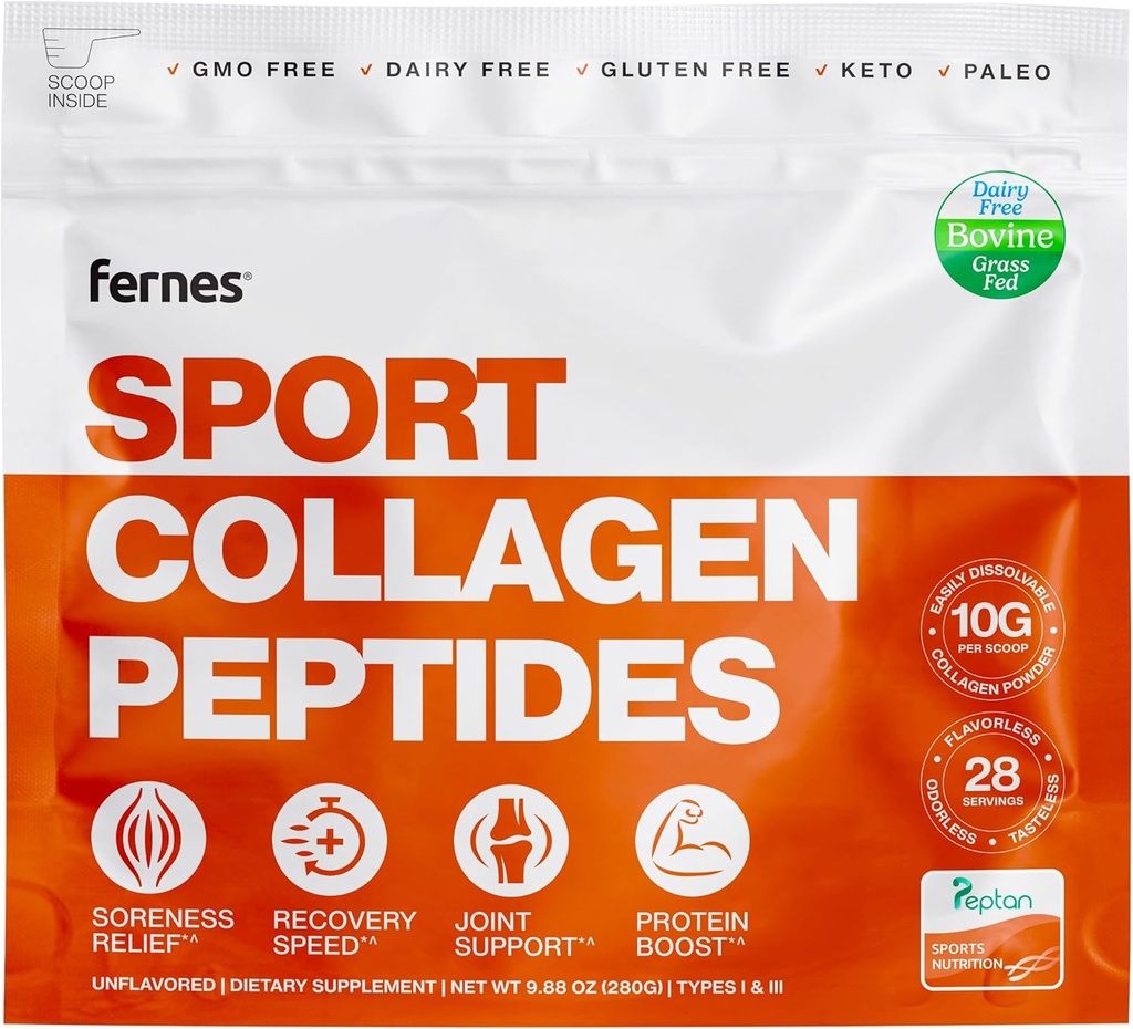 Hidrolizirano Kolagen Peptides Beljakovine dopolnilo za ženske in moške - Muscle & Workout recovery, Joint & Bone Support - Grass Fed Tip I & III - Keto, Paleo - 28 Servings, 9,88 oz, Unflavored Prašek