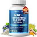 NAD+ RESVERATROL dodatek- 10-v-1 naravna mešanica s Quercetin kurkuma Berberine Bilberry Green Tea - 150 Count - Made & Tested v ZDA