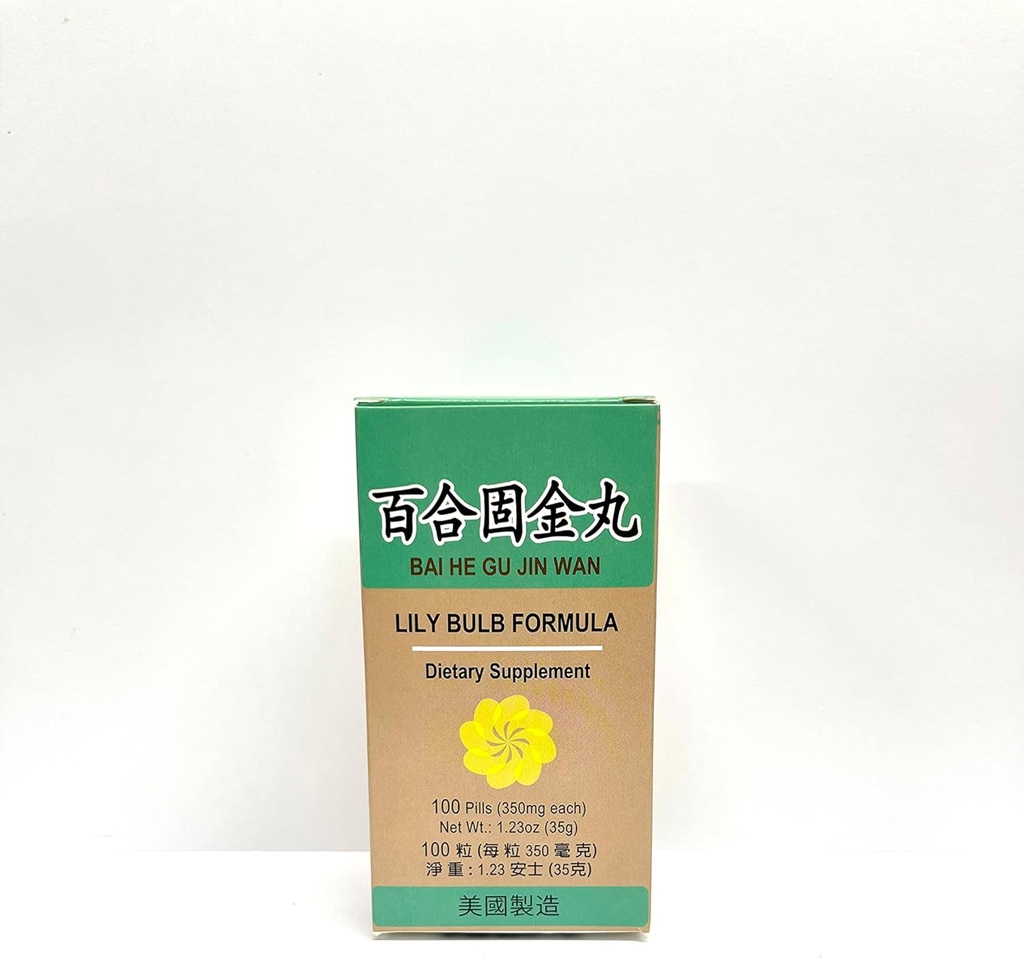 Lao Wei Lily Bulb Formula - Bai He Gu Jin Wan Zeliščni dodatek pomaga ohraniti zdrav dihalni sistem in kašelj z Phlegm 100 tablete 350mg / vsak Made v ZDA