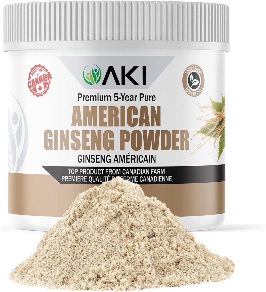 AKI ameriški ginseng prašek s 4% ginsenozidi - Idealno s kavo, Pivo kot napitki (4oz/113g)