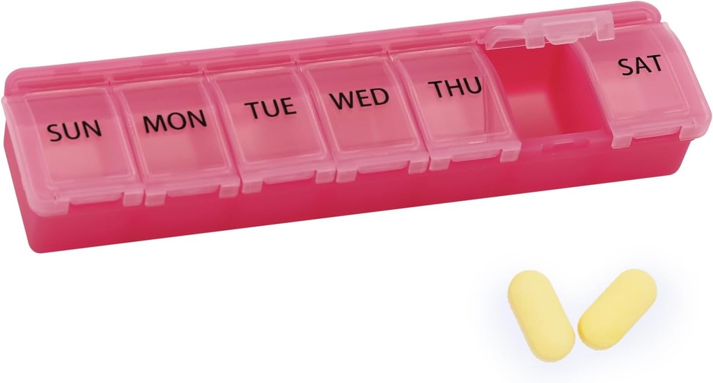 Silikonske tedenske tablete Organizator 7 dan Tablete Box Medicina Box Daily Artritis-prijateljski, velika medicina Primer Kompaktne tablete Zabojnik za tablete,vitamin in ribje olje (Pink)