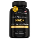 Vital Vitamini NAD dodatek - NAD+ (Nikotinamid Adenin Dinukleotid) za moške in ženske - izdelan z liposomsko dostavo - celična podpora proti staranju, energija, fokus - 30-dnevna dobava