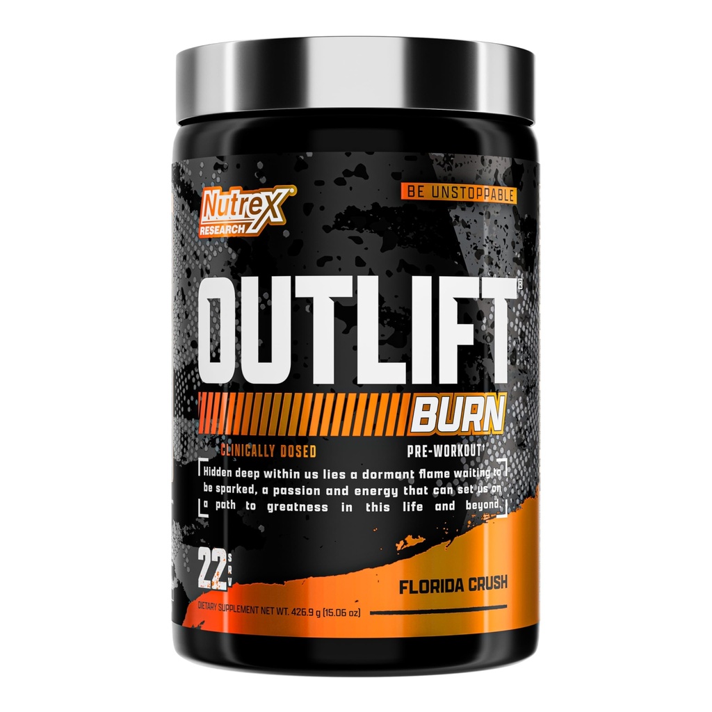 Nutrex Outlift Burn Pre-Workout Supplement for Energy, Focus & Endurance | Metabolyte, L-Citrulline, Beta-Alanine & Caffeine | Thermogenic Formula for Performance (22 Servings, Florida Crush)