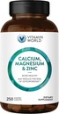 Vitamin World Kalcij Magnezijev cink"Spodbuja zdravje kosti 250 Obložene kapuce