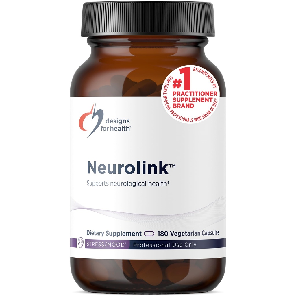 Designs for Health Neurolink - L-tirozin, GABA, 5-HTP, Inositol + Taurin dodatek - zasnovan za podporo razpoloženja, Nevrološki + kognitivno zdravje - Ne-GMO (180 kapsul)