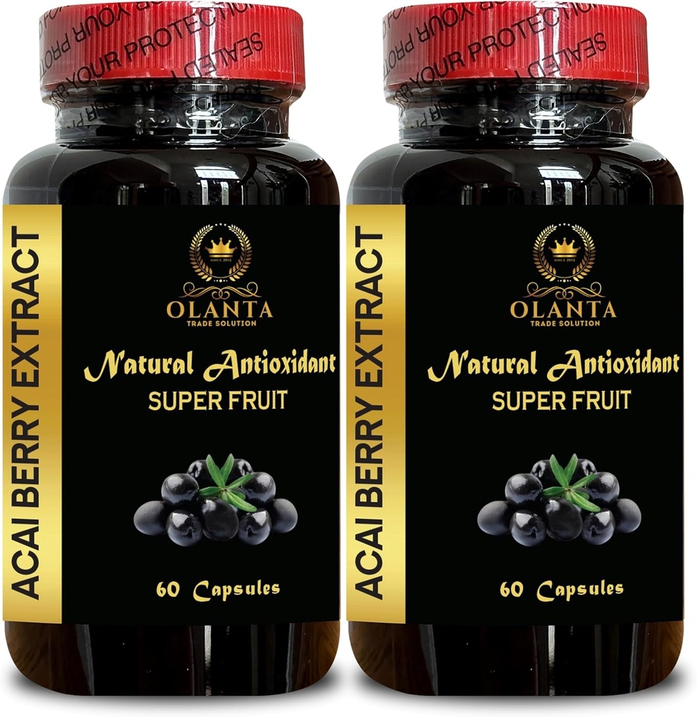 ACAI Berry Extract - Superantioksidant iz Brazilije, Superfoods Formula za optimalni imunski sistem Podpora, Dnevna podpora Wellness - 2 steklenici 120 kapsul