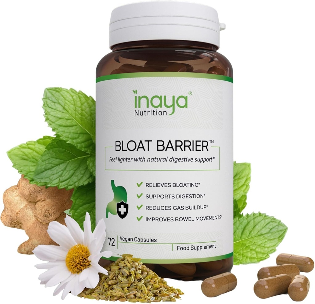 BloatBarrier 72 Kapsule - naravna prebava in napenjanje dodatek za želodčno napihnjenost, zmanjšanje plina, in izboljšane Bowel gibanja – Vegan, Gut Health dopolnila