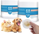 Obriski za oči psa in mačke - 240ct/2pack Dog Tear Odstranjevalec madežev za oči - s Kamilico & Čarovnica Hazel - 3.15" Premaščeni in Tekstured hišni robčki za oči