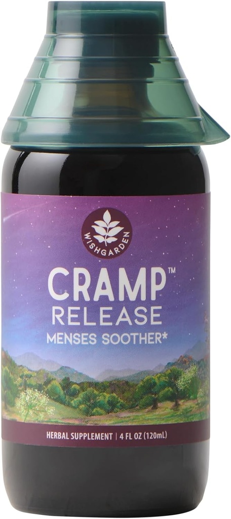 WishGarden Herbs Cramp Release - naravni zeliščni Menstrual Cramp Relief dodatek z Cramp Bark, hitro delujoče Tinkture Soothes Čas Cramps, Podpira zdravo hormon cikel, Mood & Sprostitev, 4oz