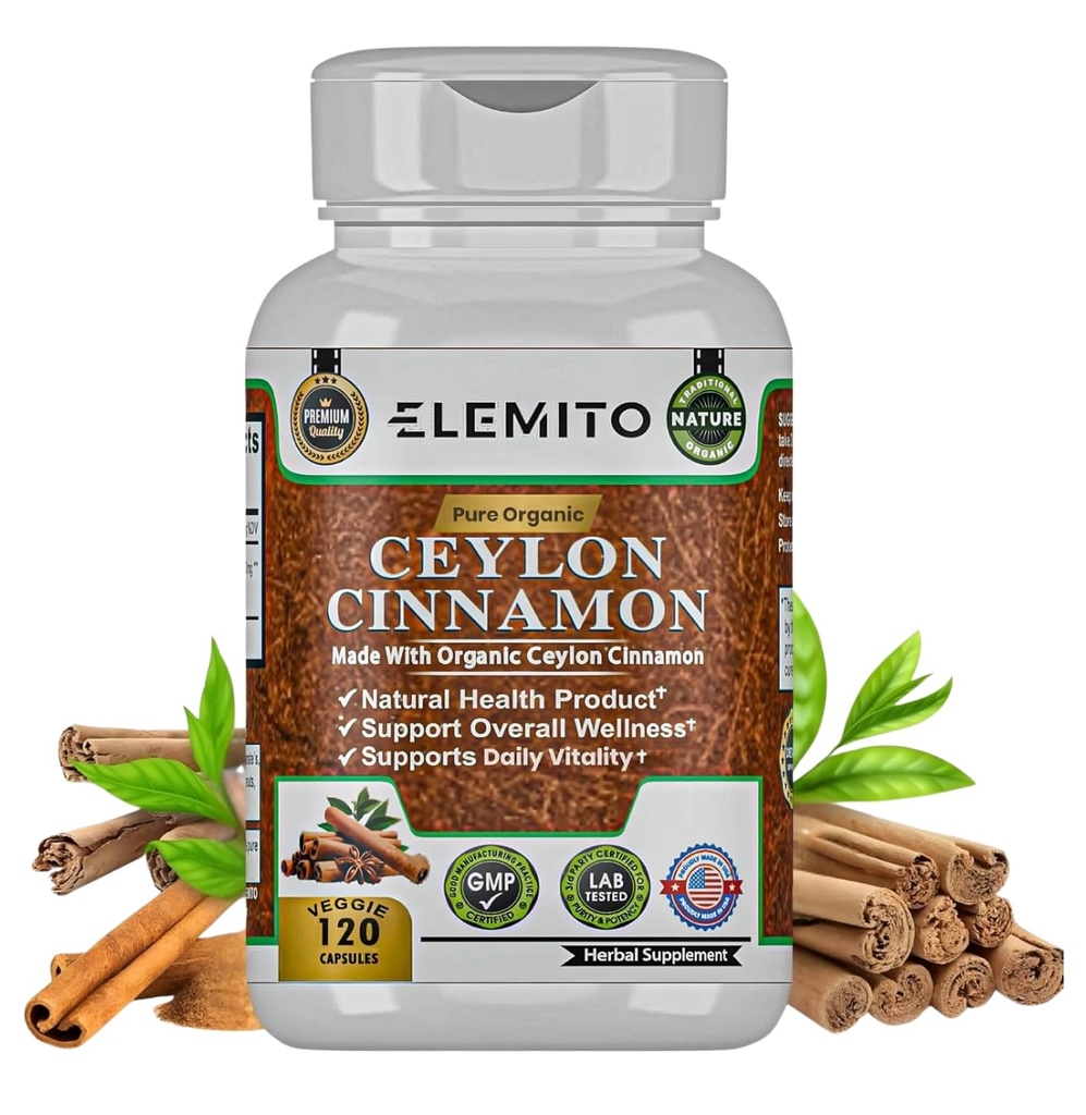 Ceylon Cimet Kapsule, energija, srce in metabolizem Podpora, Certified Organic Ceylon Tablete cimet, Non-GMO, Vegan, Gluten-free - 120 kapsul