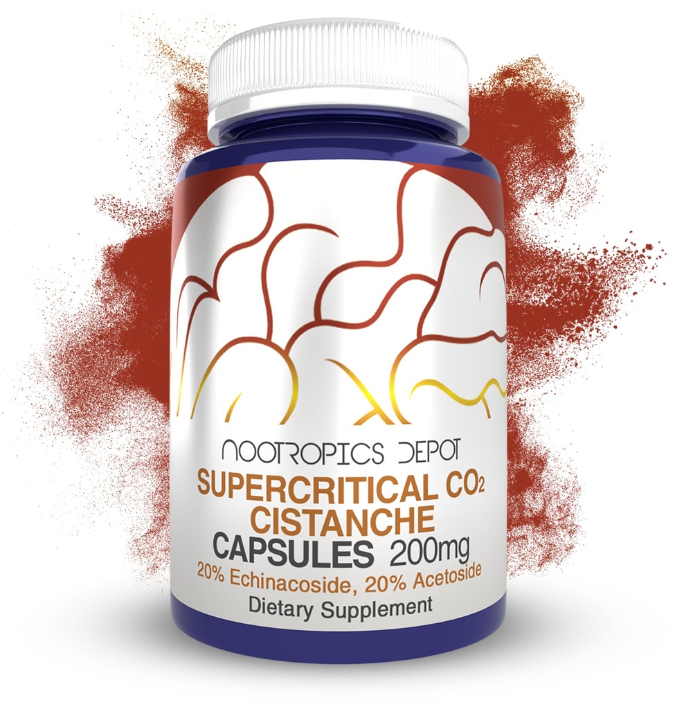 Nootropics Depot Cistanche Supercritical CO2 Extract Capsules | 20% Echinacoside + 20% Verbascoside (Acetoside) | 60 Count