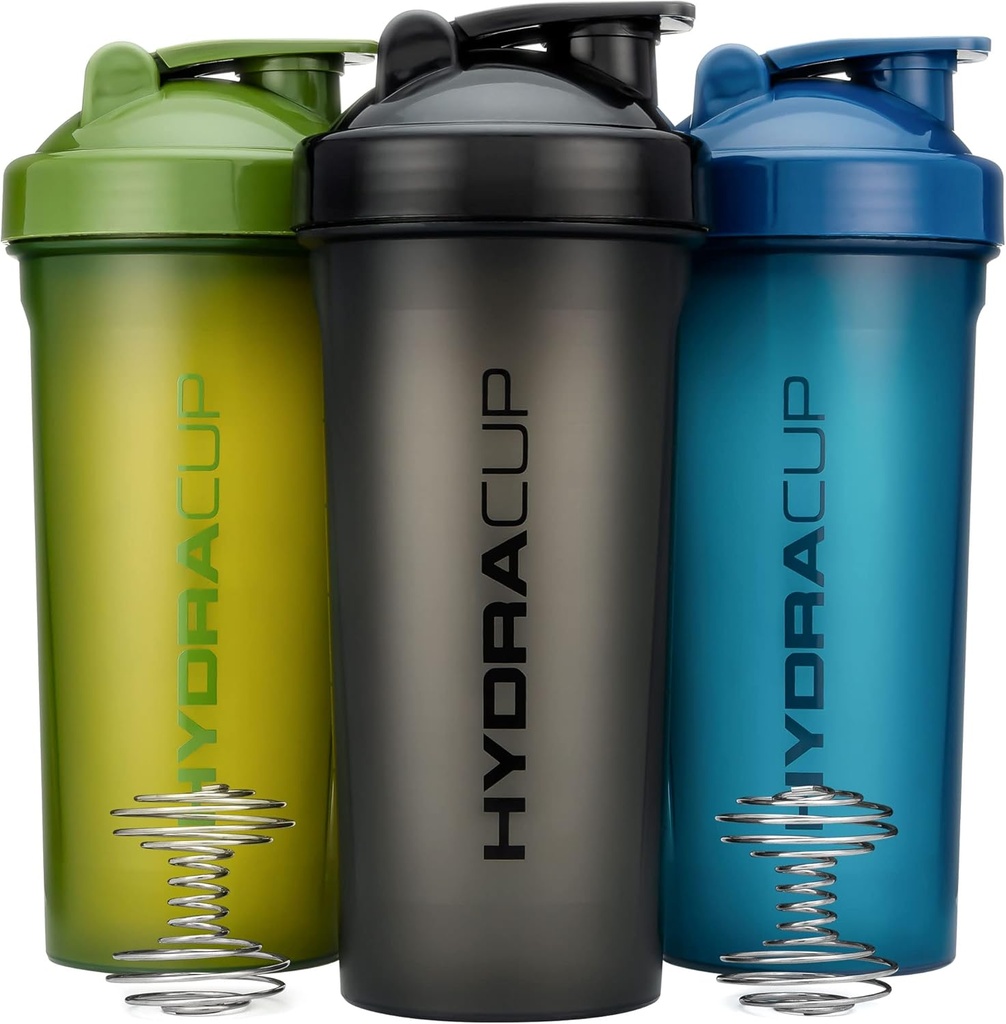 Hydra Cup [3 Pack] 45 Ounce Shaker steklenice za stresanje beljakovin, Jumbo Shaker pokali z žogo Blender Whisk, ekstra velika steklenica z ročajem (temne barve)