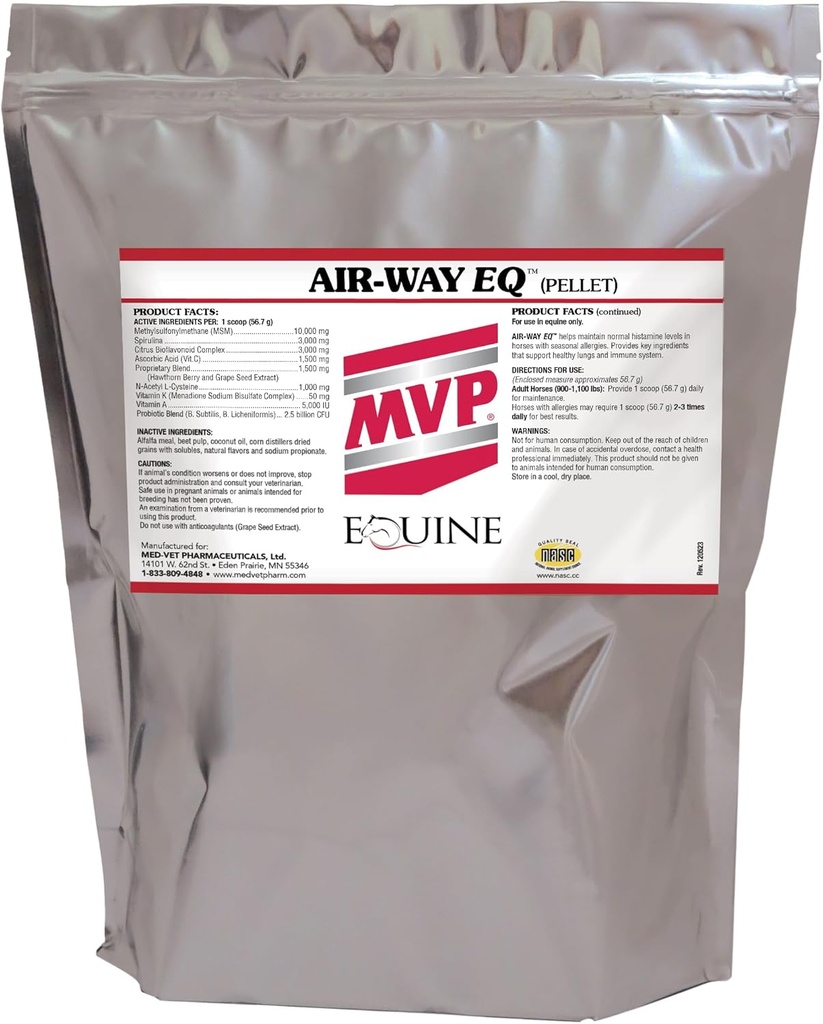 MVP Air-Way EQ (10lb) podpira zdravo pljučno funkcijo in sezonsko alergijo podporo v konjih