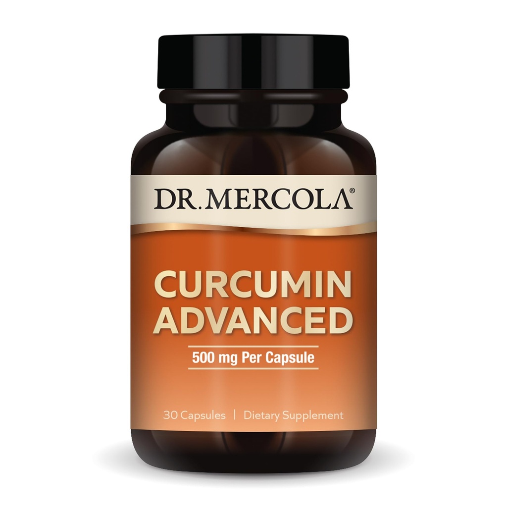 Dr. Mercola Curcumin Advanced - 500 mg izvleček korena kurkumina - 95% kurkuminoidi - za zdravje vida, prebava in fokus - trajen izpust - brez glutena in soje - 30 kapsul (30 servov)