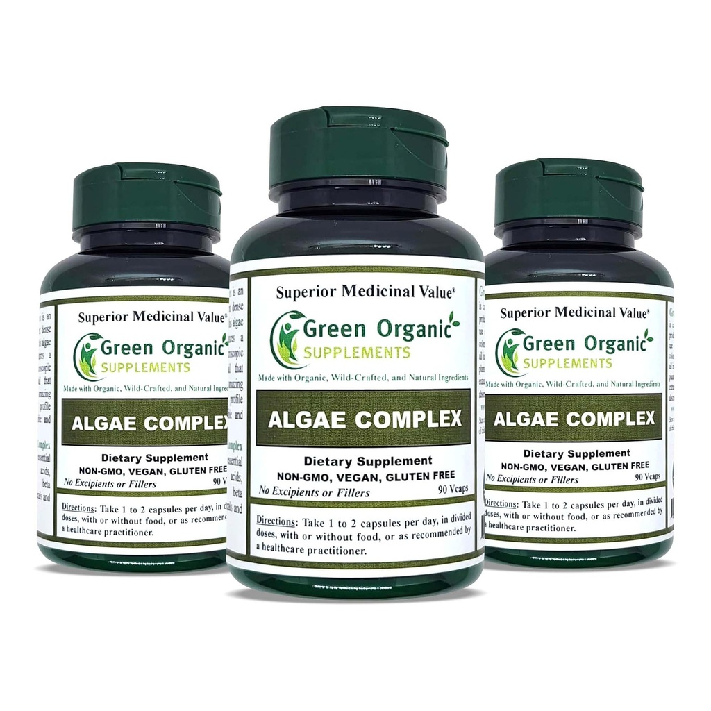 Algae, Fucoidan, Blue Green Algae, Kelp, Bladderwrack, Klorella, Spirulina, Irish Moss, Dulse, 90 VCaps, High Absorbable, Non-GMO, Gluten-free (pak 3)