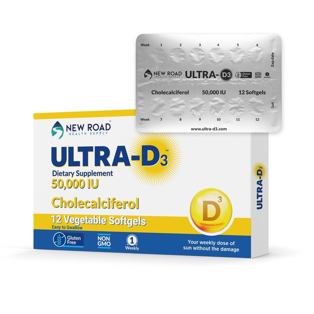 Nova oskrba z zdravjem v cestnem prometu, vitamin D3 50.000 i.e., enkrat tedenski mehčalec, podpira zdravje kosti, zob in imunskega sistema, enostaven za swellow, Gluten-free, 12 števk