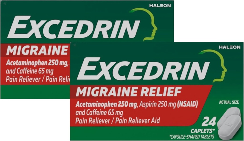 Excedrin Migraine Pain Reliever Caplets 24 ea (paket z 2)