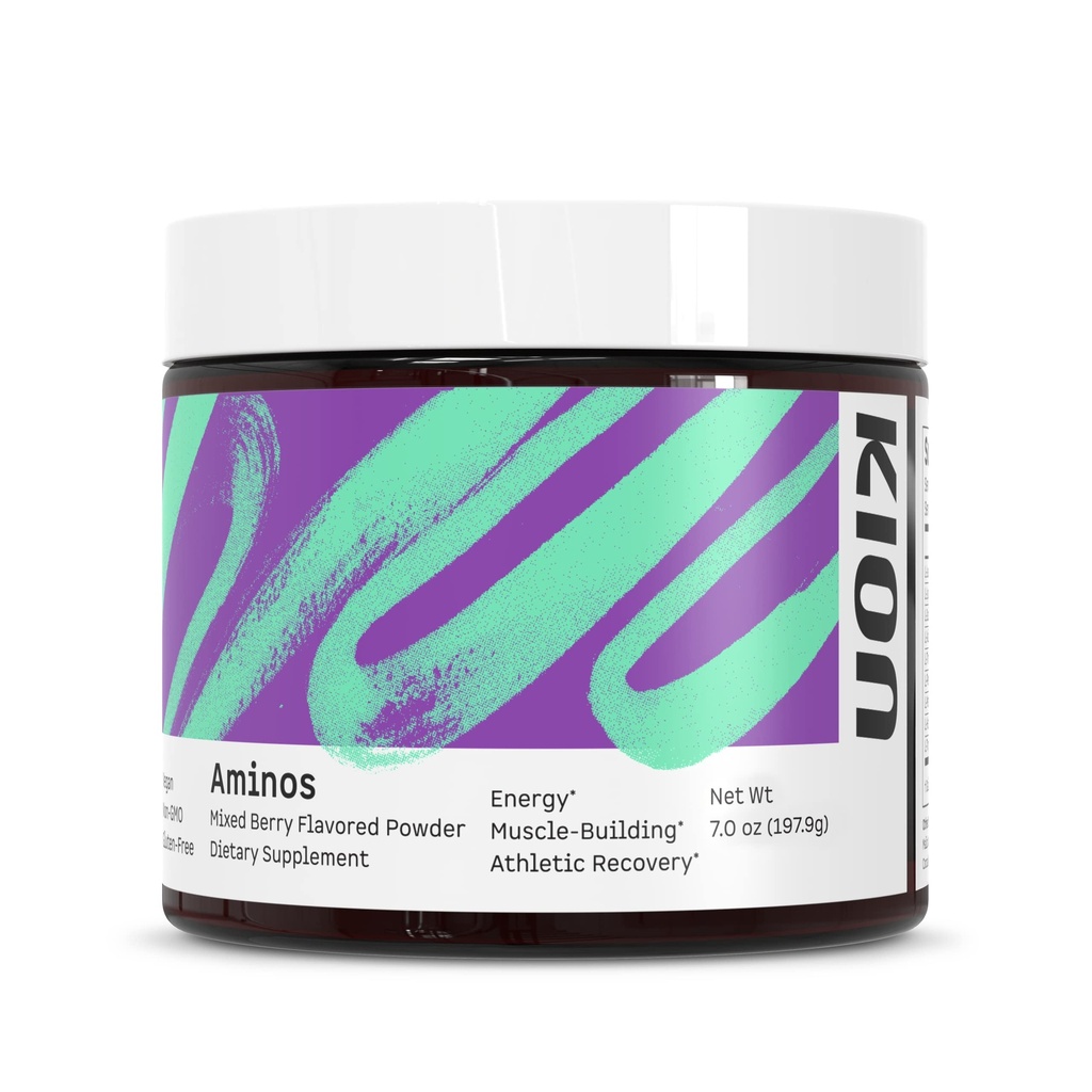 Kion Aminos - Essential Amino Amino Acids Supplement, Essential Amino Amino Acids Powder for Muscle Recovery, BCAA EAA No Kofein, Amino Amino Amino Powder, Essential Amino Energy - 30 Servinges, Mixed Berry