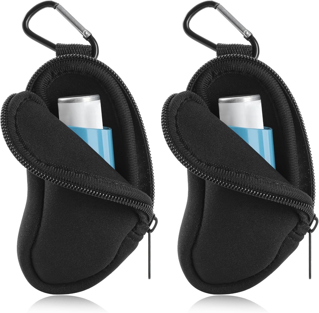 Imetnik Astma Inhaler Neoprene Travel Inhaler Mini vrečka za L-Shaped Inhaler, Vdihovalec ni vključen (črna 2PCS)