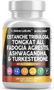 Čisti Nutra Cistanche Tribulosa Fadogia Agresis Tongkat Ali Turkesterone Tablete Ashwagandha Kapsule Dodatki za moške - 60 Count