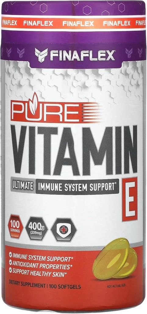 FINAFLEX Pure Vitamin E - 100 Softgels - Podpora imunskega sistema, Hranila in zdravila Koža - 100 Serving