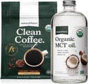 Naravna sila Organska temna pražena čista kava + Organska MCT Oil Bundle – 100% čista kokosova MCTs & Mold & Mycotoksin Free Coffee – Ne-GMO, Keto, Paleo in Vegan - 12 Oz in 32 Oz