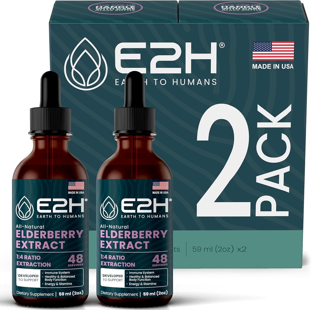 E2H Elderberry Syrup – Powerfull Antioksidanti Dopolnilo iz ekstrakta organskih bezgavk – Sambucus Elderberry Syrup za otroke in odrasle za imunosupresijo 