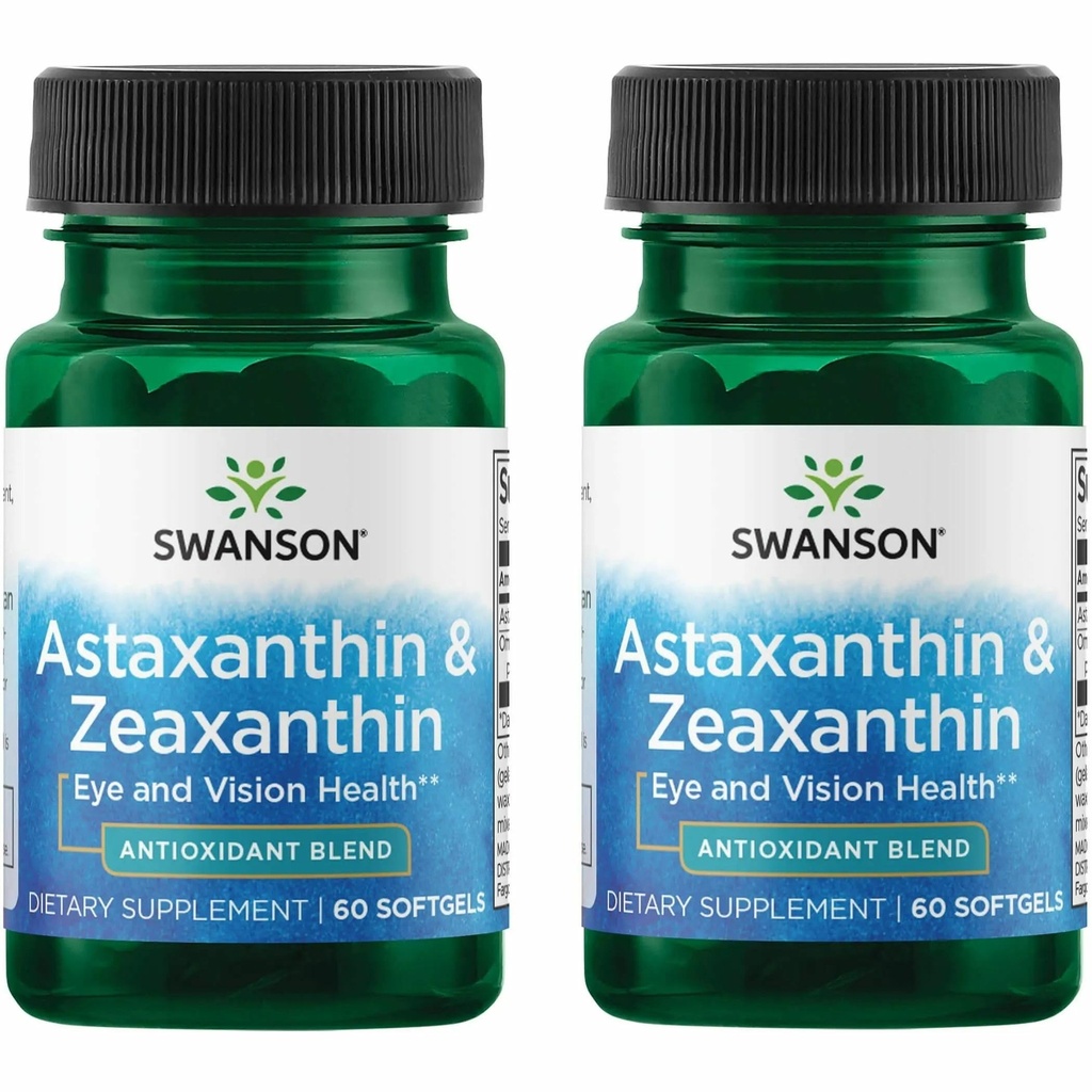 Swanson Astaksantin & Zeaksantin Eye Health Supplement for Screen-Heavy Professionals with 4 mg Astaksantin & 4 mg OmniXan Zeaksantin (60 kapsul, 2 pakiranji)