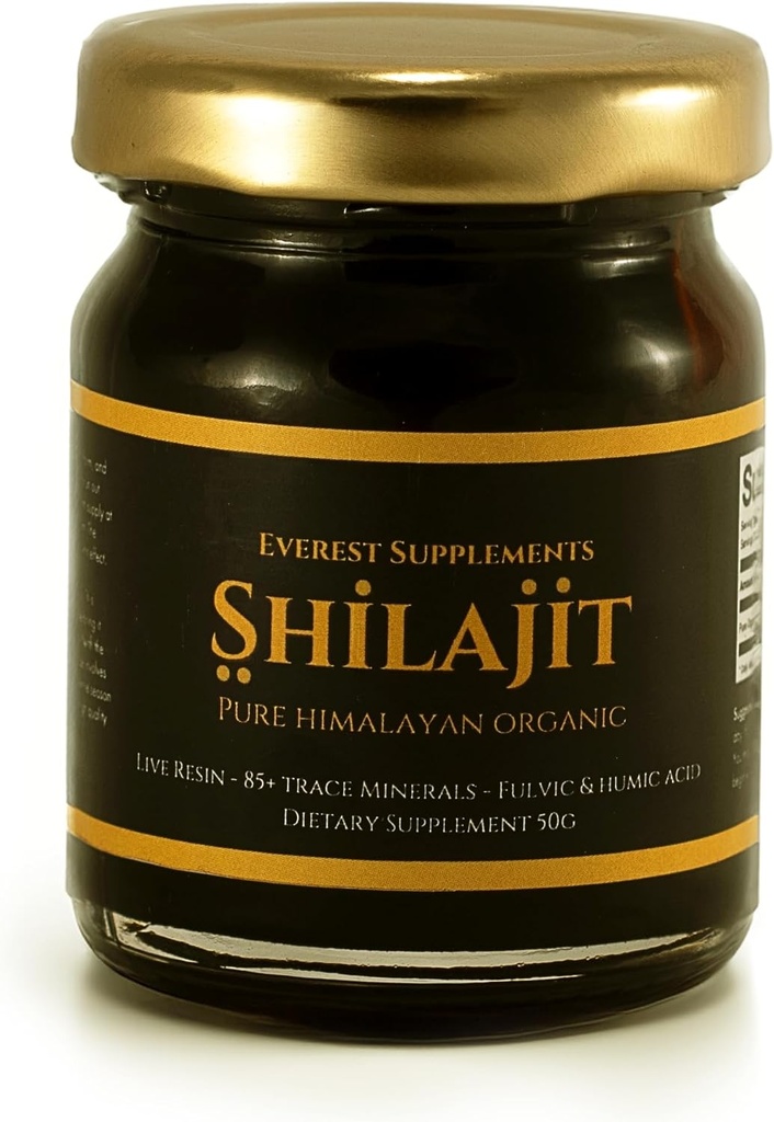 Shilajit Pure Himalaaan Organic Shilajit Resin - Shilajit za moške - zlata stopnja 500 mg Največja potenca - 85 Trace Minerali & Fulvic in Humic Acid for Energy Immune Support, 30 Grams (50 Grams)
