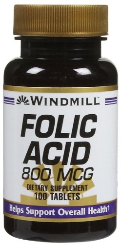Vetrobranska folna kislina 800 Mcg Tabs, 100 ct