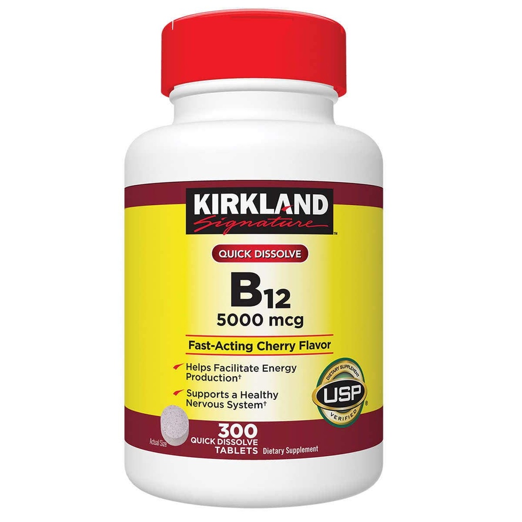 Kirkland signature Quick Dissolve B-12 5000 mcg., 300 tablet (2 pakiranji)