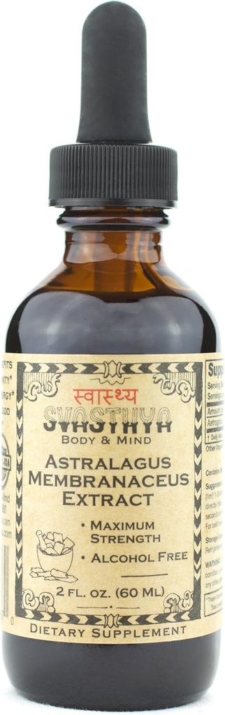 SVASTHYA BODY & MIND Astragalus Membranaceus Liquid Extract - krepi imunski sistem & mentalna jasnost, naravno zdravljenje in stres Relief, Made V ZDA, GMP, 2 oz