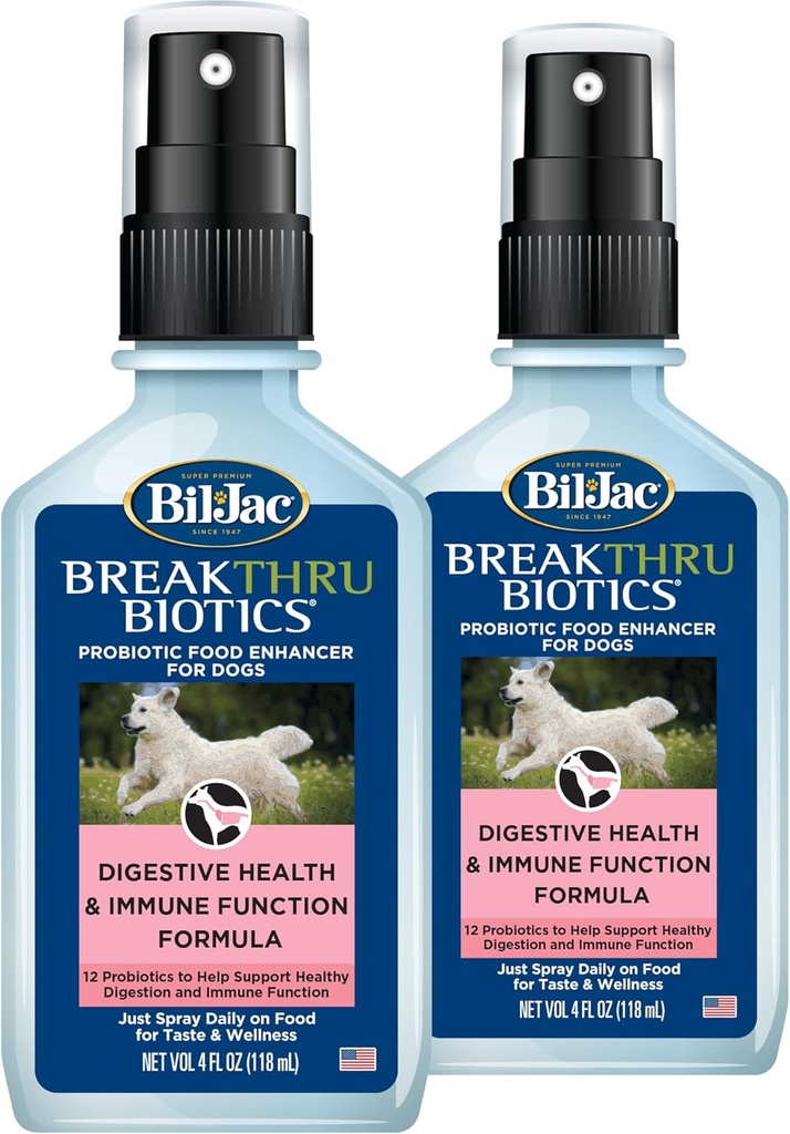 Bil-Jac Breakthru Biotics Probiotični dodatek za pse - 2-Pack, Premium Pet Prebavna zdravstvena podpora, Pasji pospeševalec hrane z naravnimi sestavinami za Gut Balance in imunski sistem Boost