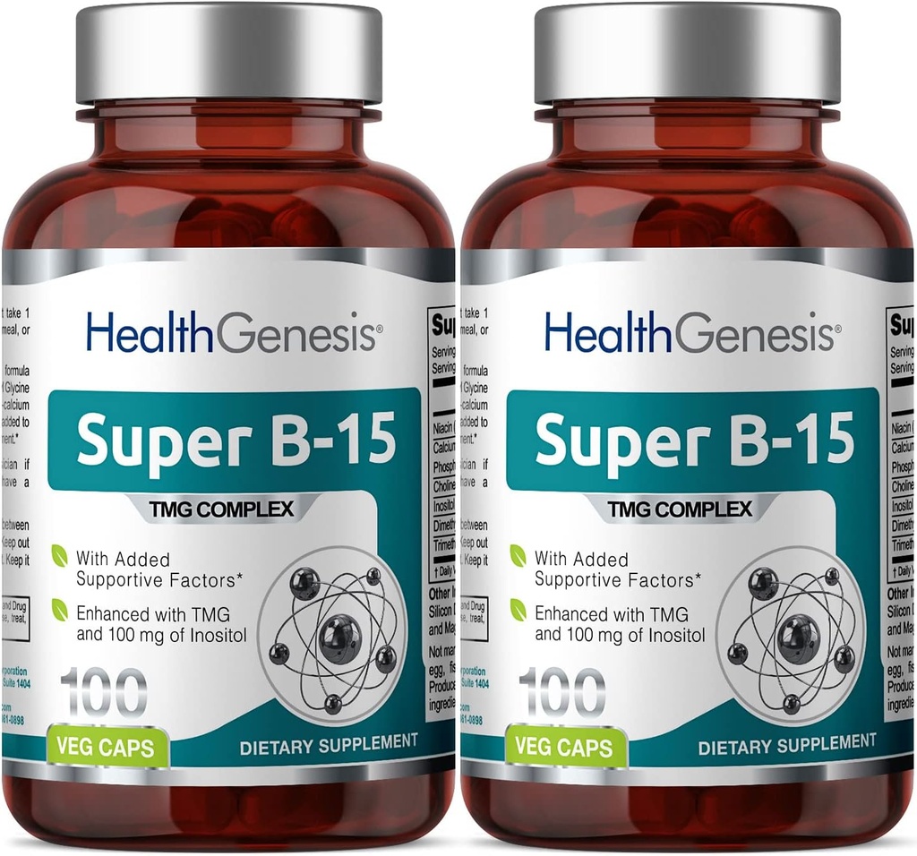 Super B-15 100 Vcaps 2 paket - Niacin kalcijev holin inozitol DMG TMG - podpira zdrave ravni energije kisika