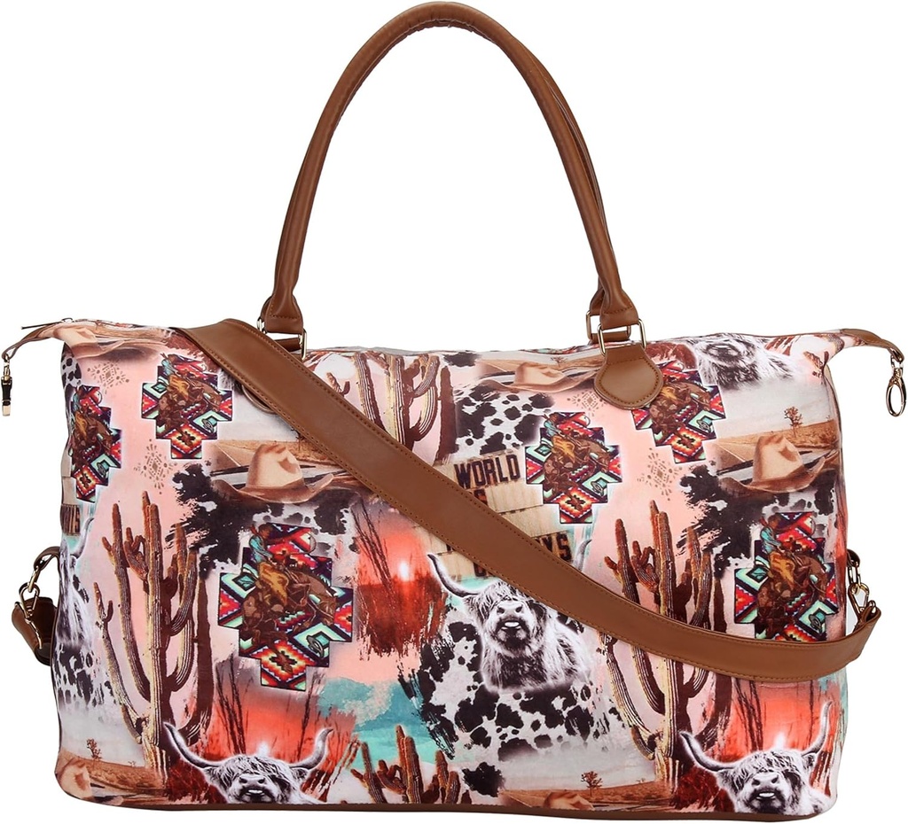 Vikender vrečka Duffle vrečka za ženske velike potovalne tote vrečke čez noč Weekend vrečke z rameni Strap kravje leopard Atzec...