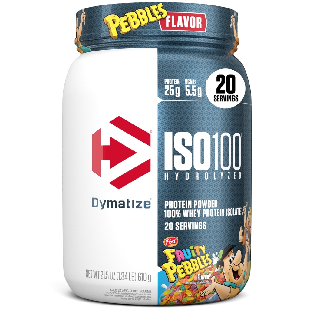 Dymatize x Fruity Pebbles ISO100 Whey Protein Powder Izolat, 25g beljakovin, 20 Serving, 5,5g BCAA, 120 Cal., Gluten Free, 1g maščobe, 1g sladkorja, 2g Carb