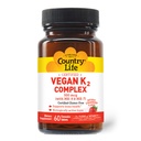 Country Life® Vegan K2-500 μg, 60 Ct. Žvečljive tablete. Jagodni okus - Certified Gluten Free - Certified Vegan by AVA – za podporo zdravje kosti