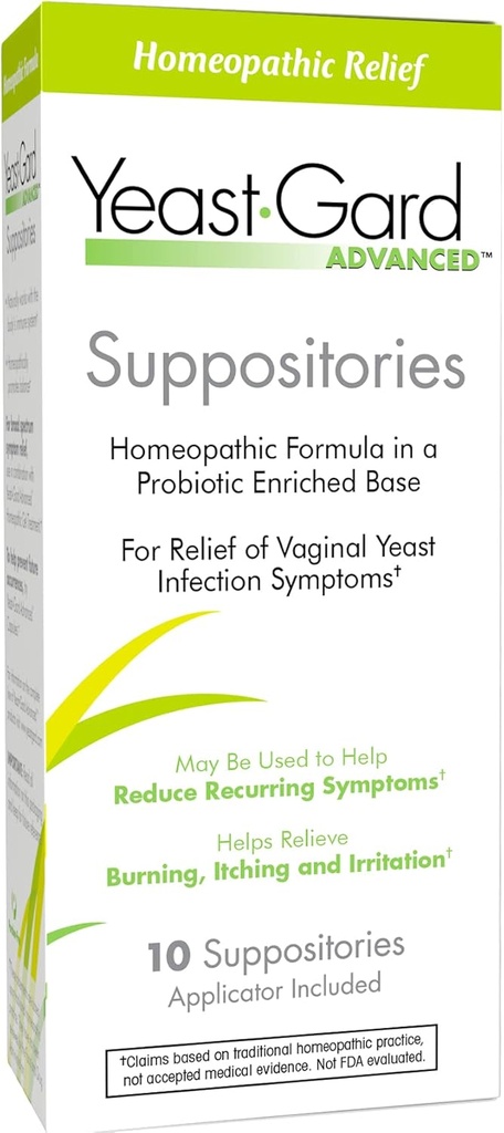 YeastGard Advanced Homeopatic Yeast Infection Vaginalne supozitorije - 10 count Box